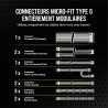 Corsair rm850x shift alimentation atx entièrement modulaire - interface latérale modulaire - compliant atx 3.1 & pcie 5.1 - cond