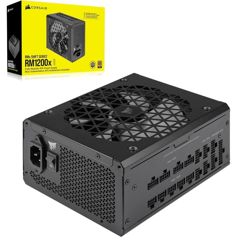 Corsair rm1200x shift alimentation atx entièrement modulaire - interface latérale modulaire - compliant atx 3.1 & pcie 5.1 - con