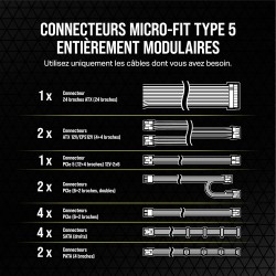 Corsair rm1200x shift alimentation atx entièrement modulaire - interface latérale modulaire - compliant atx 3.1 & pcie 5.1 - con