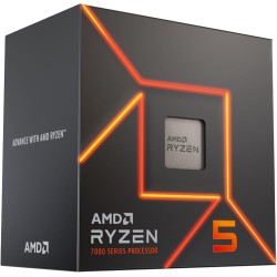 AMD Ryzen 5 7600 Processeur (Radeon Graphique Intégré, 6 Cœurs/12 Threads, 65W TDP, Socket AM5, Cache 38Mo, jusqu'à 5,1 GHz Fréq