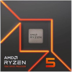 AMD Ryzen 5 7600 Processeur (Radeon Graphique Intégré, 6 Cœurs/12 Threads, 65W TDP, Socket AM5, Cache 38Mo, jusqu'à 5,1 GHz Fréq