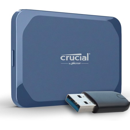Crucial X10 1To Disque SSD Externe Portable avec USB-A Adaptateur, Jusqu’à 2100Mo/s, USB-C, Résistance à la poussière et à l'eau