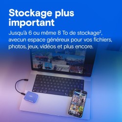 Crucial X10 1To Disque SSD Externe Portable avec USB-A Adaptateur, Jusqu’à 2100Mo/s, USB-C, Résistance à la poussière et à l'eau