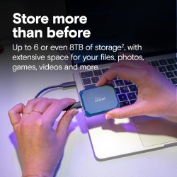 Crucial X10 4To Disque SSD Externe Portable, Jusqu’à 2100Mo/s, USB-C 3.2 Gen2, Résistance à la poussière et à l'eau classée IP65
