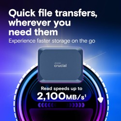 Crucial X10 4To Disque SSD Externe Portable, Jusqu’à 2100Mo/s, USB-C 3.2 Gen2, Résistance à la poussière et à l'eau classée IP65