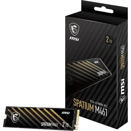 MSI SPATIUM M461 PCIe 4.0 NVMe M.2 2TB - Disque SSD Interne 2 to, PCIe 4.0 NVMe M.2, Lecture 5000 MB/s & Écriture 4200 MB/s, 3D 