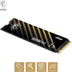 MSI SPATIUM M461 PCIe 4.0 NVMe M.2 2TB - Disque SSD Interne 2 to, PCIe 4.0 NVMe M.2, Lecture 5000 MB/s & Écriture 4200 MB/s, 3D 