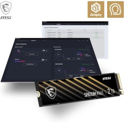 MSI SPATIUM M461 PCIe 4.0 NVMe M.2 2TB - Disque SSD Interne 2 to, PCIe 4.0 NVMe M.2, Lecture 5000 MB/s & Écriture 4200 MB/s, 3D 