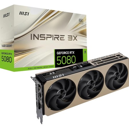 MSI NVIDIA GeForce RTX 5080 16G Inspire 3X OC Carte Graphique 16 Go GDDR7 (30 Gb/s/256 Bits), Refroidissement à Triple Ventilate