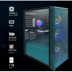 STGsivir PC Gamer Fixe,Ordinateur Gaming,GeForce RTX 3050 6Go GDDR6,Ryzen 5 3400G up to 4.2Ghz,16Go DDR4,1To SSD,WiFi 6,BT5.0,Ve