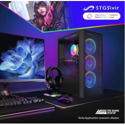 STGsivir PC Gamer Fixe,Ordinateur Gaming,Ryzen 7 5700G up to 4.6Ghz,32Go DDR4,1To SSD,WiFi 6,BT5.0,Ventilateur RGB x3,Windows11 