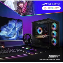 STGsivir PC Gamer Fixe,Ordinateur Gaming,GeForce RTX 2060 Super 8Go GDDR6,Core i7 up to 3.9Ghz,16Go RAM,1To SSD,WiFi 6,BT5.0,Ven