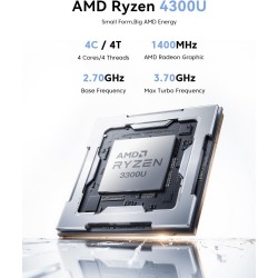 NiPoGi Pinova P1 Mini PC AΜD Ryzen 4300U W11 Pro(4C/4T,Max 3,7GHz,Mieux Que 3500U/N150/N97) 8Go DDR4 RAM+256Go SSD,4K@60Hz Tripl