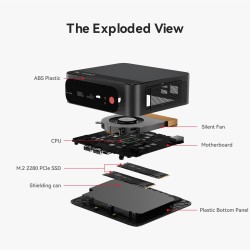 Beelink SER5 Max Mini PC, AMD Ryzen R7 6800U (8C/16T, jusqu'à 4,7GHz), Mini Ordinateur de Bureau 24Go LPDDR5 RAM 500Go PCIe SSD,