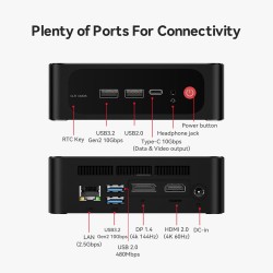 Beelink SER5 Max Mini PC, AMD Ryzen R7 6800U (8C/16T, jusqu'à 4,7GHz), Mini Ordinateur de Bureau 24Go LPDDR5 RAM 500Go PCIe SSD,