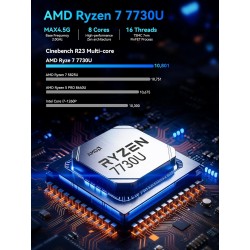GMKtec AMD Ryzen 7 Mini PC W-11 Pro 7730U(Version améliorée 7430U/5825U) (8 C/16 T 4,50 GHz), M5 Ultra Dual LAN 2.5G Mini Comput
