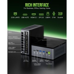 GMKtec Mini PC Gaming, M7 AMD Ryzen 7 Pro 6850H (8C/16T 4.70Ghz) Double NIC LAN 2.5G Ordinateur de Bureau, 16 DDR5 RAM + 512 Go 