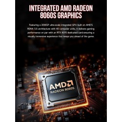 GMKtec Evo-X2 AI Mini-PC AMD Ryzen AI Max+ 395 (jusqu'à 5,1GHz) Mini-PC de Jeu, 64GB LPDDR5X 8000MHz (8GB*8), 1TB PCIe 4.0 SSD, 