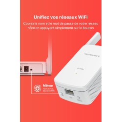MERCUSYS MP510 KIT TP-Link CPL 1000Mbps WiFi Adaptateur Réseau CPL, WiFi N300Mbps, Homeplug AV2 1000Mbps, Boitier CPL, Brancher 