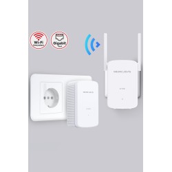 MERCUSYS MP510 KIT TP-Link CPL 1000Mbps WiFi Adaptateur Réseau CPL, WiFi N300Mbps, Homeplug AV2 1000Mbps, Boitier CPL, Brancher 