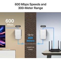 Mercusys MP300 KIT CPL AV600 – Kit de 2 Adaptateurs Powerline 600 Mbps, Port Fast Ethernet, Jusqu’à 300 m sur Circuit électrique