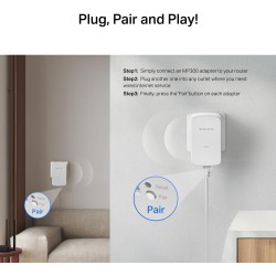 Mercusys MP300 KIT CPL AV600 – Kit de 2 Adaptateurs Powerline 600 Mbps, Port Fast Ethernet, Jusqu’à 300 m sur Circuit électrique