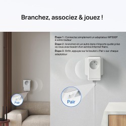 Mercusys MP300P KIT CPL 600Mbps avec 1 Port et Prise Intégrée Type F, Boitier CPL Kit de 2 - idéal pour Profiter du Service Mult