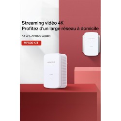 MERCUSYS MP500 KIT TP-Link CPL 1000 Mbps, Port Gigabit, Pack de 2 CPL - Pratique pour Profiter du Service Multi-TV à la Maison, 