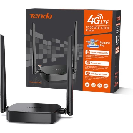 Tenda Routeur 4G, Box 4G WiFi, Routeur SIM LTE 150 Mbps, Modem 4G san Fil, 2.4GHz Wi-FI 300 Mbps, CAT4, 2 Antennes Externe, Fast