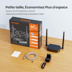 Tenda Routeur 4G, Box 4G WiFi, Routeur SIM LTE 150 Mbps, Modem 4G san Fil, 2.4GHz Wi-FI 300 Mbps, CAT4, 2 Antennes Externe, Fast