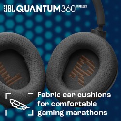 Jbl quantum 360 casque gaming circum-auriculaire sans fil, double connexion 2,4 ghz et bleutooth, autonomie 22 h, micro amovible