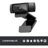 Logitech Webcam C920 HD Pro, Appels et Enregistrements Vidéo Full HD 1080p, Webcam Streaming, Deux Microphones, Petite, Agile, R