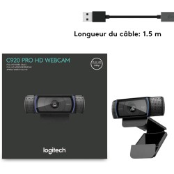 Logitech Webcam C920 HD Pro, Appels et Enregistrements Vidéo Full HD 1080p, Webcam Streaming, Deux Microphones, Petite, Agile, R