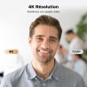 Uvert webcam 4k 30fps caméra usb a c pc autofocus deux micro antibruit correction lumière 360 degrés rotation plug play windows 
