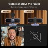 Uvert webcam 4k 30fps caméra usb a c pc autofocus deux micro antibruit correction lumière 360 degrés rotation plug play windows 