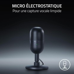 Razer Seiren V3 Mini - Microphone USB ultra-compact (microphone à condensateur 14 mm, directivité supercardioïde, détecteur de m