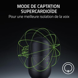 Razer Seiren V3 Mini - Microphone USB ultra-compact (microphone à condensateur 14 mm, directivité supercardioïde, détecteur de m