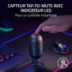 Razer Seiren V3 Mini - Microphone USB ultra-compact (microphone à condensateur 14 mm, directivité supercardioïde, détecteur de m