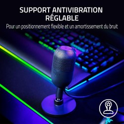 Razer Seiren V3 Mini - Microphone USB ultra-compact (microphone à condensateur 14 mm, directivité supercardioïde, détecteur de m