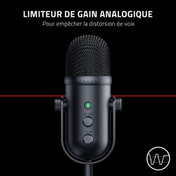 Razer Seiren V2 Pro - Microphone USB Professionnel pour Streamers (Microphone Dynamique 30 mm, Filtre Passe-Haut, limiteur de Ga