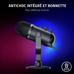 Razer Seiren V2 Pro - Microphone USB Professionnel pour Streamers (Microphone Dynamique 30 mm, Filtre Passe-Haut, limiteur de Ga