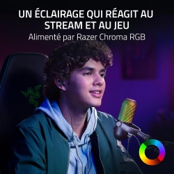 Razer Seiren V3 Chroma - Microphone USB RGB avec Tap-to-Mute (Un éclairage Qui réagit au Stream et au Jeu, Micro électrostatique