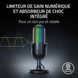 Razer Seiren V3 Chroma - Microphone USB RGB avec Tap-to-Mute (Un éclairage Qui réagit au Stream et au Jeu, Micro électrostatique