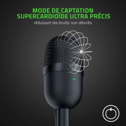Razer Seiren Mini - Microphone à condensateur USB pour Le Streaming (Compact avec directivité supercardioïde, Support inclinable