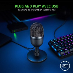 Razer Seiren Mini - Microphone à condensateur USB pour Le Streaming (Compact avec directivité supercardioïde, Support inclinable
