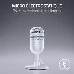 Razer Seiren V3 Mini - Microphone USB ultra-compact (microphone à condensateur 14 mm, directivité supercardioïde, détecteur de m