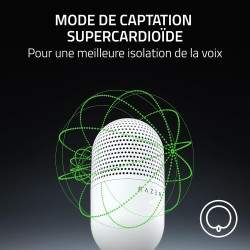Razer Seiren V3 Mini - Microphone USB ultra-compact (microphone à condensateur 14 mm, directivité supercardioïde, détecteur de m