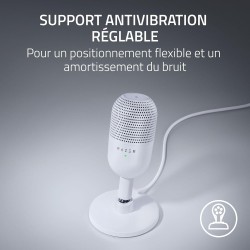 Razer Seiren V3 Mini - Microphone USB ultra-compact (microphone à condensateur 14 mm, directivité supercardioïde, détecteur de m