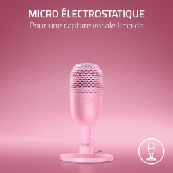 Razer Seiren V3 Mini - Microphone USB ultra-compact (microphone à condensateur 14 mm, directivité supercardioïde, détecteur de m