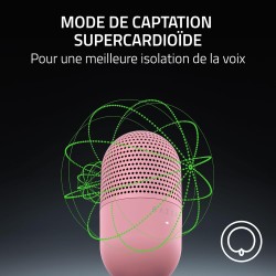 Razer Seiren V3 Mini - Microphone USB ultra-compact (microphone à condensateur 14 mm, directivité supercardioïde, détecteur de m
